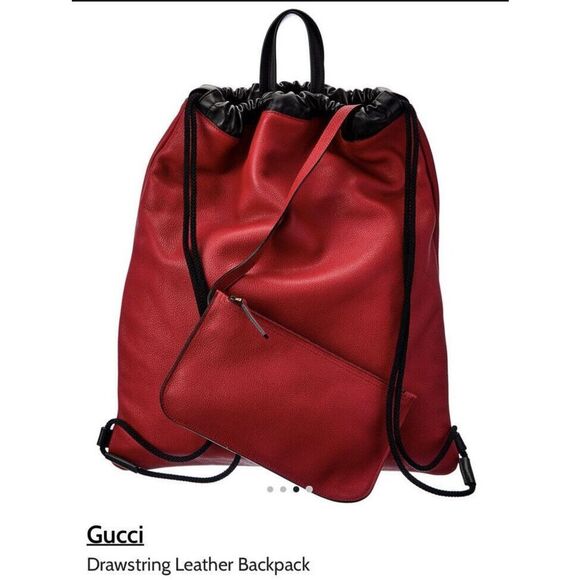 Gucci Leather drawstring Backpack With Attached Wristlet. NWT main image 8
